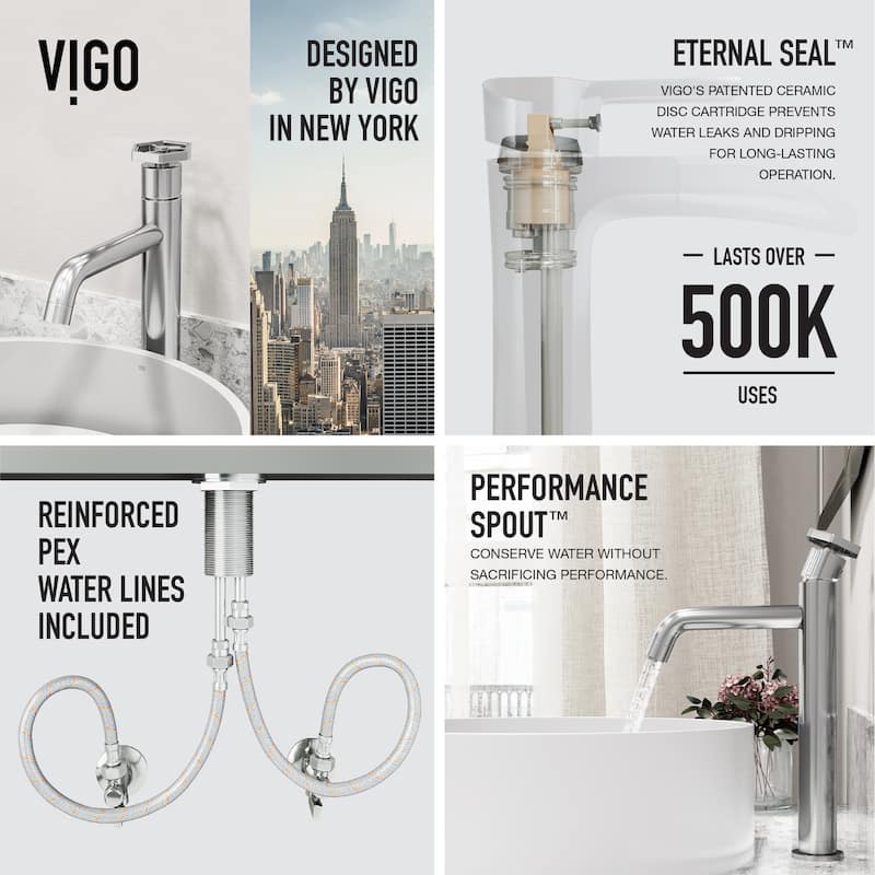 VIGO Anvil 16"L x 16"W MatteStone Vessel Sink and Ruxton 12"H Faucet Set