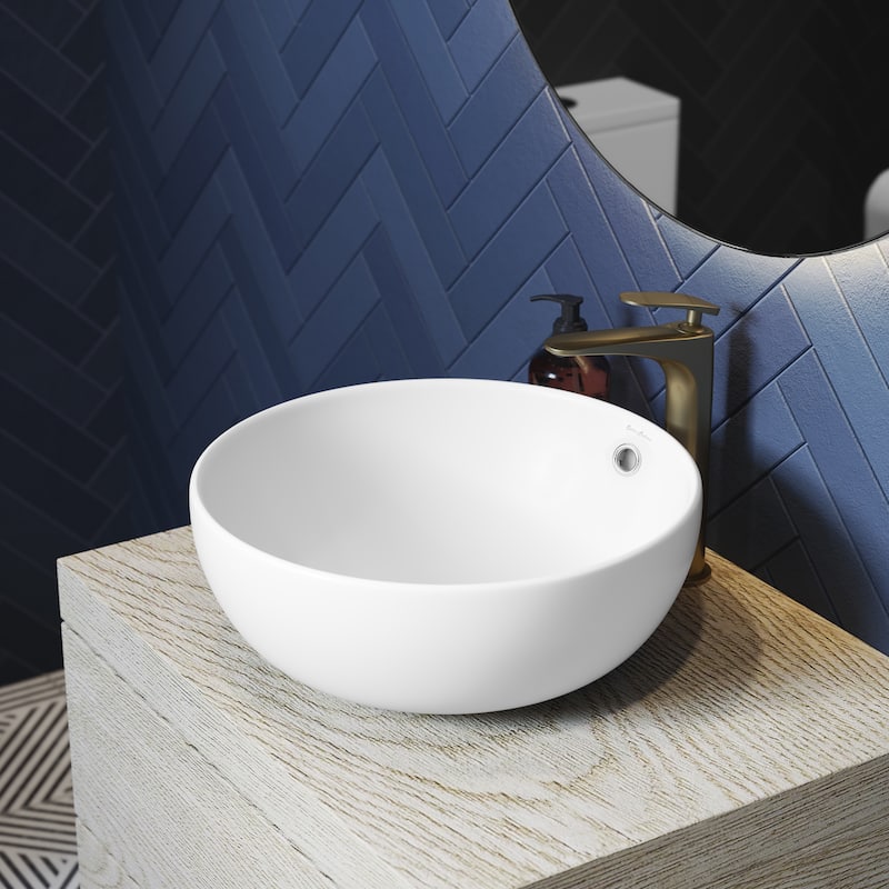 Besanon 17" Round Vessel Sink In Matte White - 16.95" x 16.95" 6.7"
