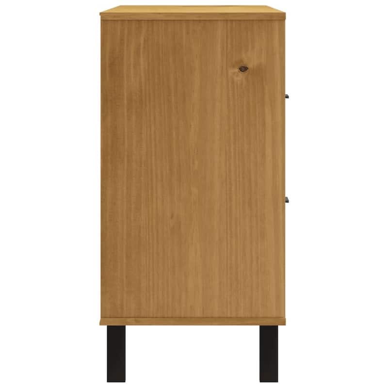 vidaXL Sideboard with Glass Door FLAM 43.3"x15.7"x31.5" Solid Wood Pine - 43.3" x 15.7" x 31.5"