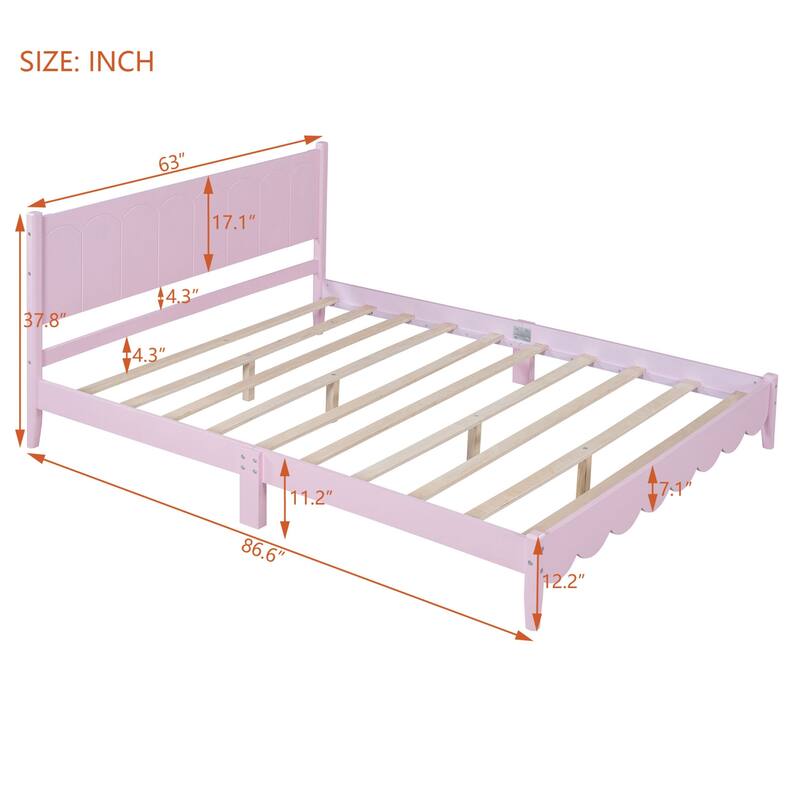 Vintage Style Platform Bed Frame