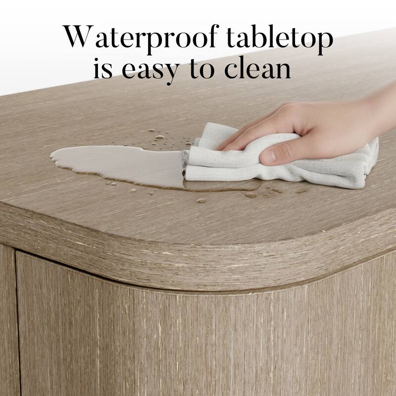 Light Oak Sideboard Buffet Cabinet with 4 Drawers & 2 Doors, Push-to-Open System, Waterproof Surface & Anti-Tip Kit Dresser