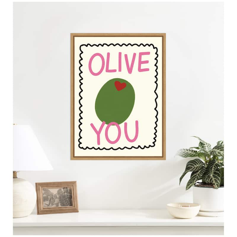 Kate and Laurel Olive You by Megan Ryan Framed Canvas Wall Art Print