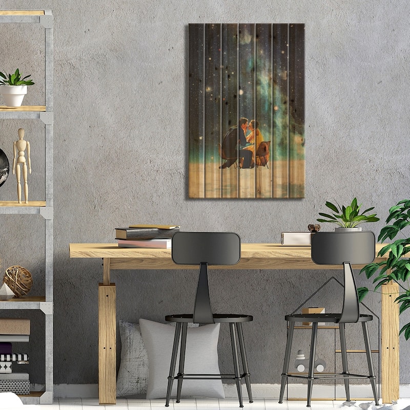I'll Take you to the Stars for a Second Date Print On Wood by Frank Moth - Multi-Color