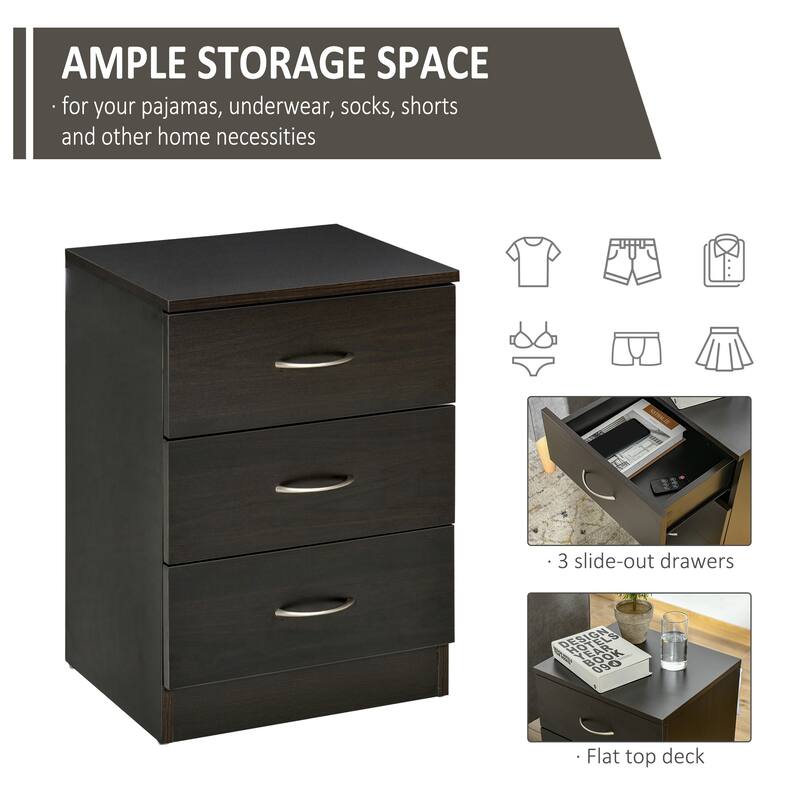 Nightstand With 3 Drawers And Storage Stand