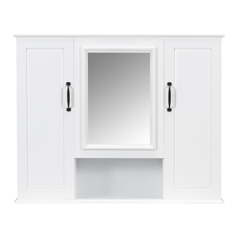 2-Piece Bathroom Vanity Set with Wall Mirror Cabinet, Freestanding 36" Bathroom Vanity Cabinet with Ceramic Sink