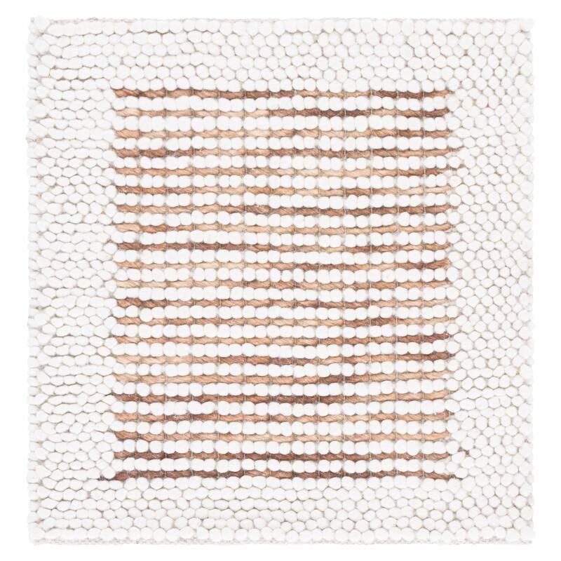 SAFAVIEH Handmade Natura Dessie Wool Rug - 6' Square - Ivory/Rust