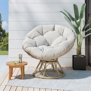 Maries Outdoor Papasan Swivel Chair with Cushion by Christopher Knight Home