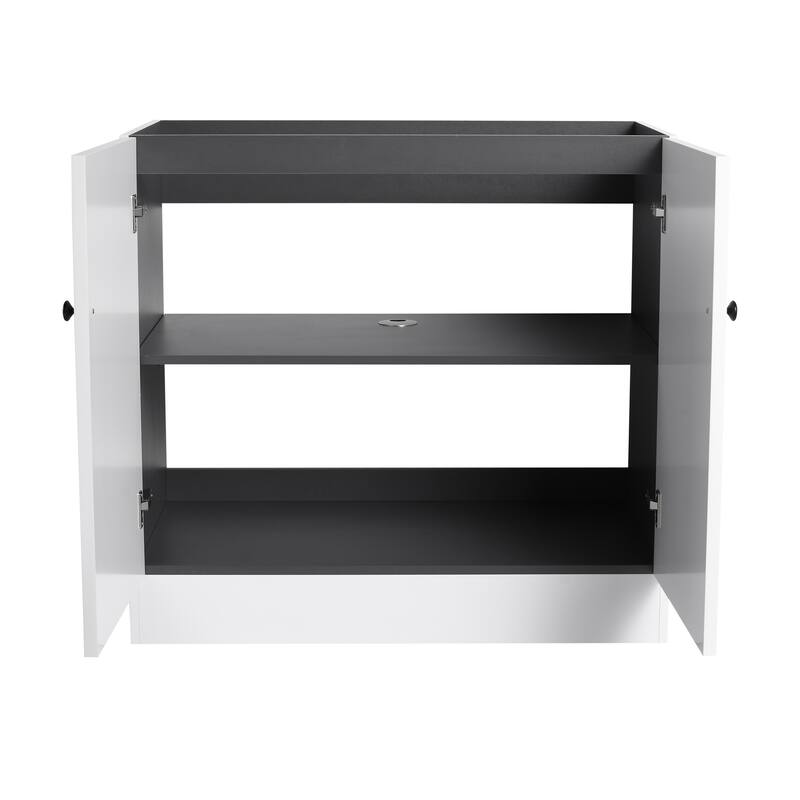 Modern 36 Inch Freestanding Bathroom Vanity Base without Sink, Storage Cabinet with Soft-Close Doors and Adjustable Shelves