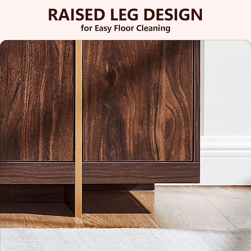 Modern 70" TV Stand, Entertainment Center, Handle-Free Hidden Design
