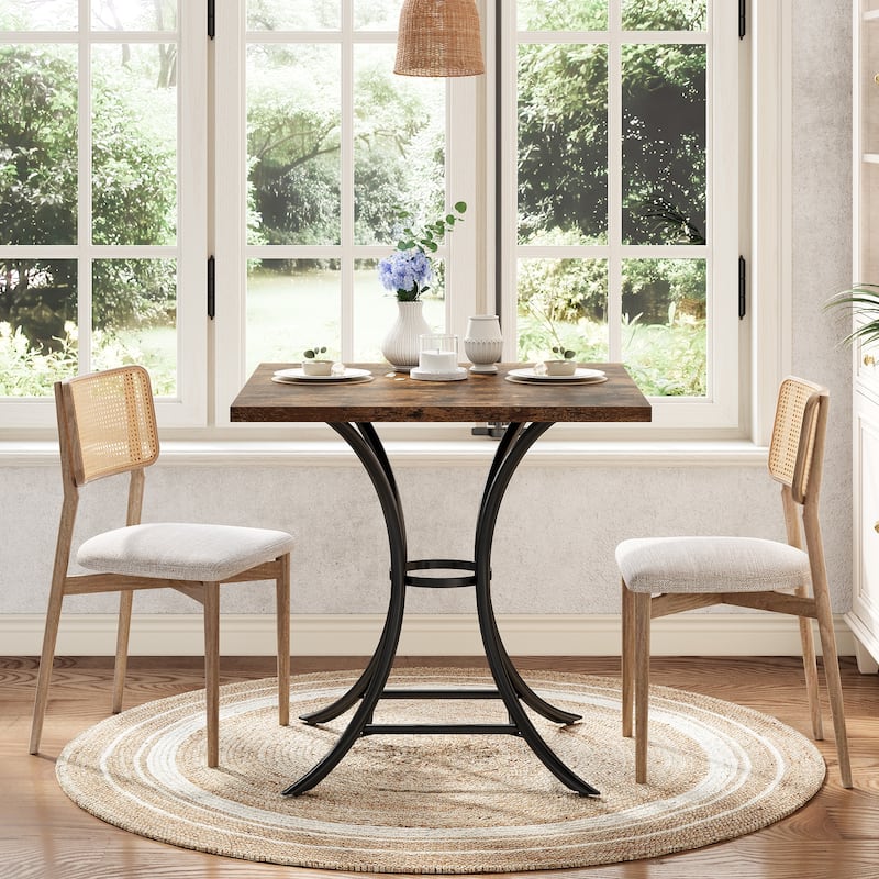 31.5" Square Dining Table, Farmhouse Dining Room Table - Brown