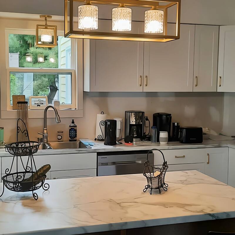 Moulins 3-ight Linear Modern Farmhouse Rectangle Chandelier with UL Certified - 25in