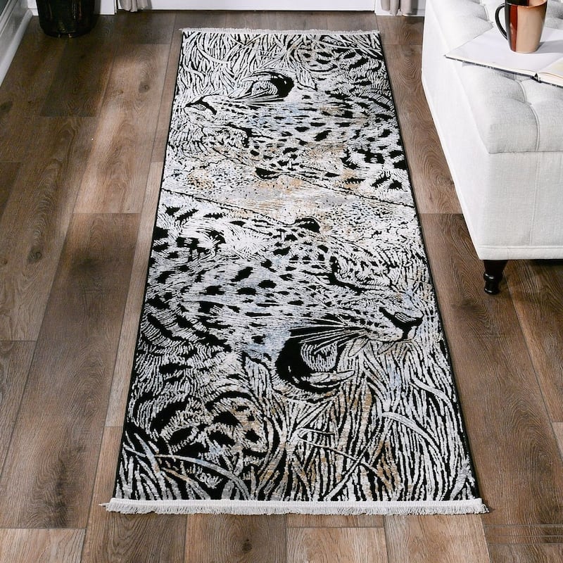 Xanthos Collection Black/Light Grey Area Rug - 2'3" X 7'10"