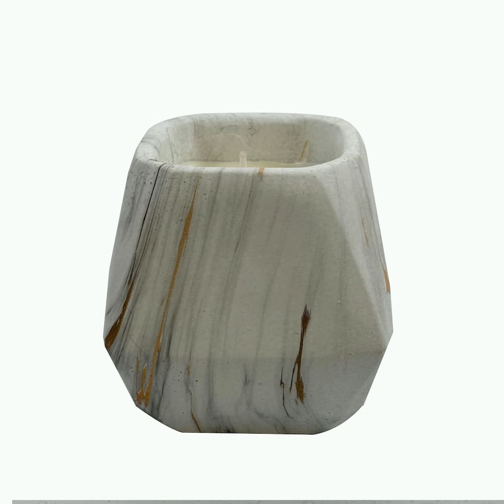 White Gold Prism Candle Bowl 10 Oz Ceramic Floral Aria Home