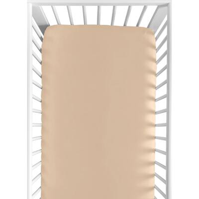 Solid Dark Tan Fitted Crib Sheet Boy or Girl - Beige Gender Neutral Boho Bohemian Minimalist for Desert Sun Taupe Collection