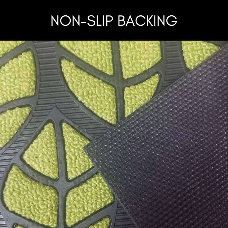 Decorative Leaf Pattern Door Mat 24x16 Inch Non-Slip Mat