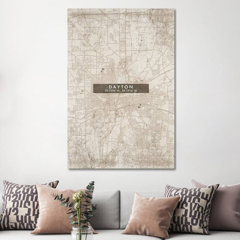 iCanvas "Dayton City Map Abstract Style" by WallDecorAddict Canvas Print