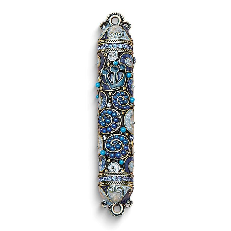 Curata Silver-Tone Enameled and Jewel-Tone Mezuzah