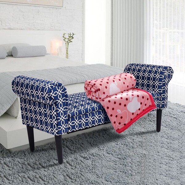 Costway 53.5'' Bed Bench Rolled Arm Home Furniture Padded Bedroom - as pic