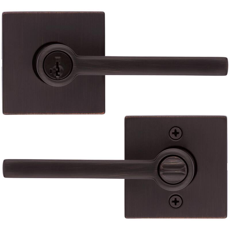 Kwikset Halifax Single Cylinder Keyed Entry Door Lever Set with Square