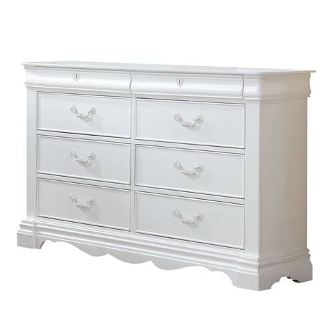 Traditional Style Wood Dresser with 8 Drawers, Ivory