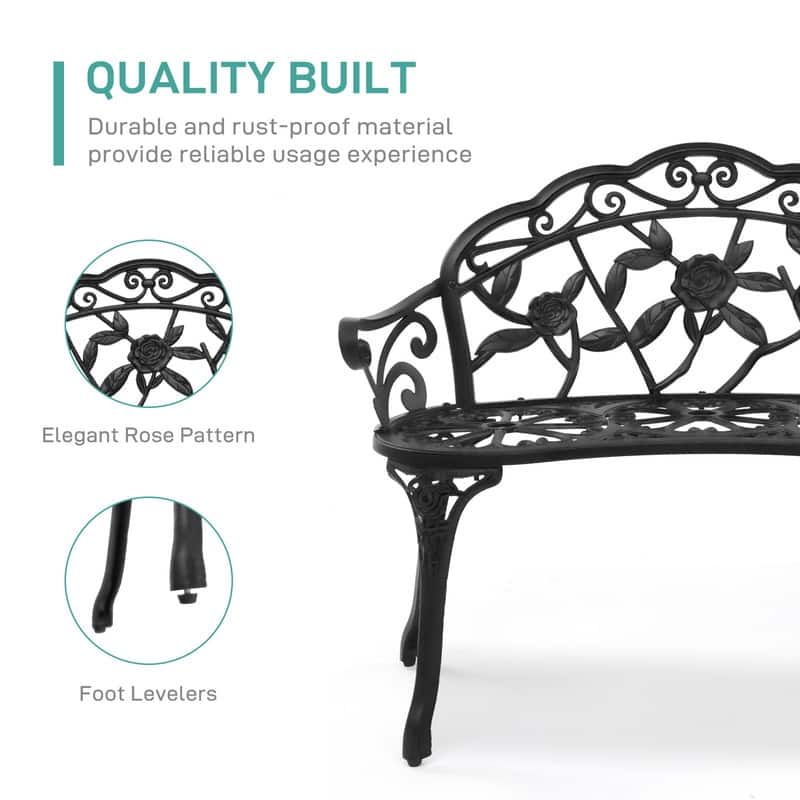 Patio 38.5 in. Cast Aluminum Park Bench