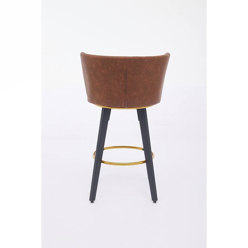 2PCS Swivel Velvet Metal Frame Bar Stools