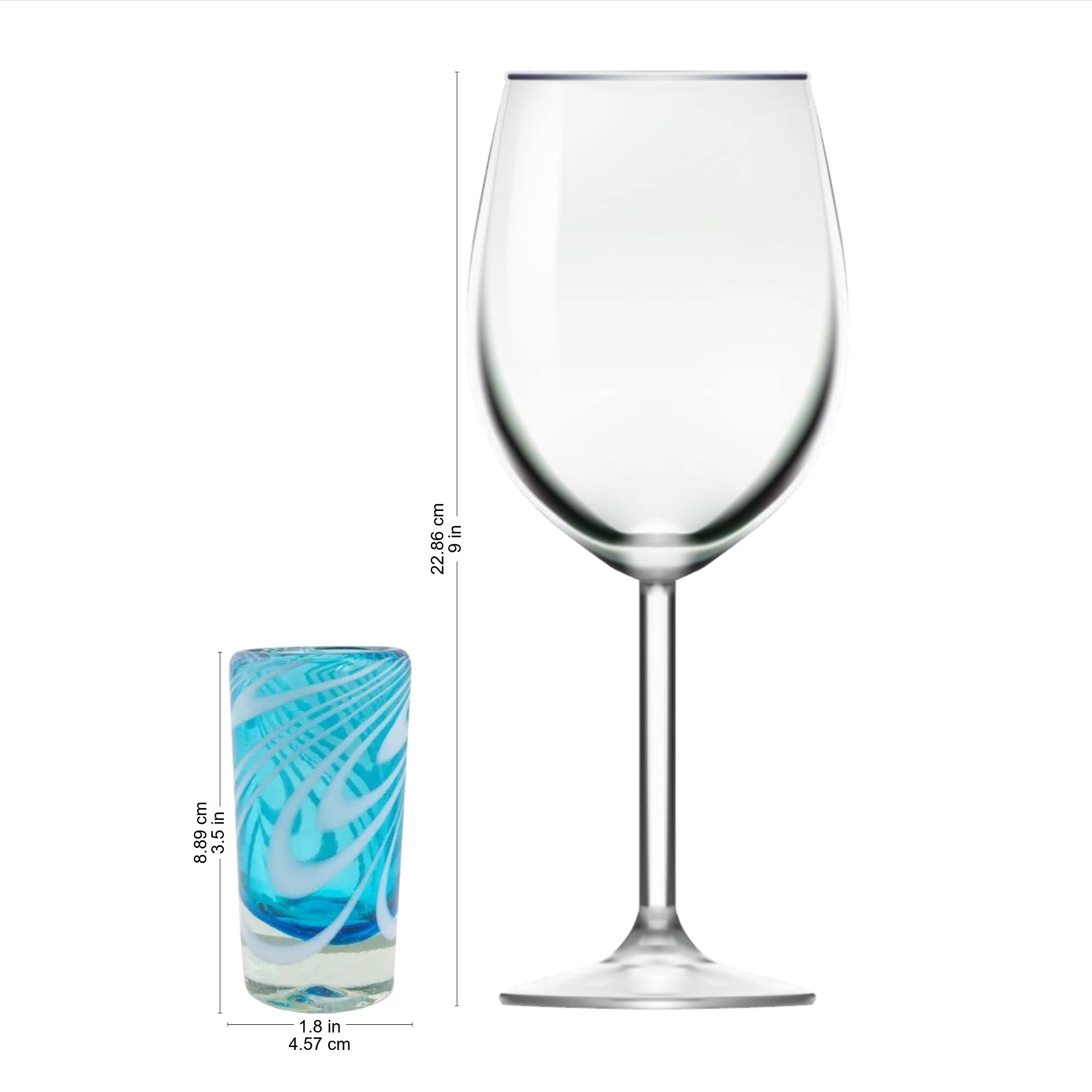 Handblown Glass Recycled Martini Drinkware (Set of 6) - Sapphire