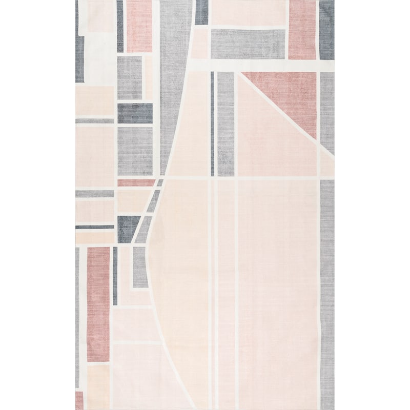 Nuloom Dannie SpinClean Modern Geometric Machine Washable Area Rug