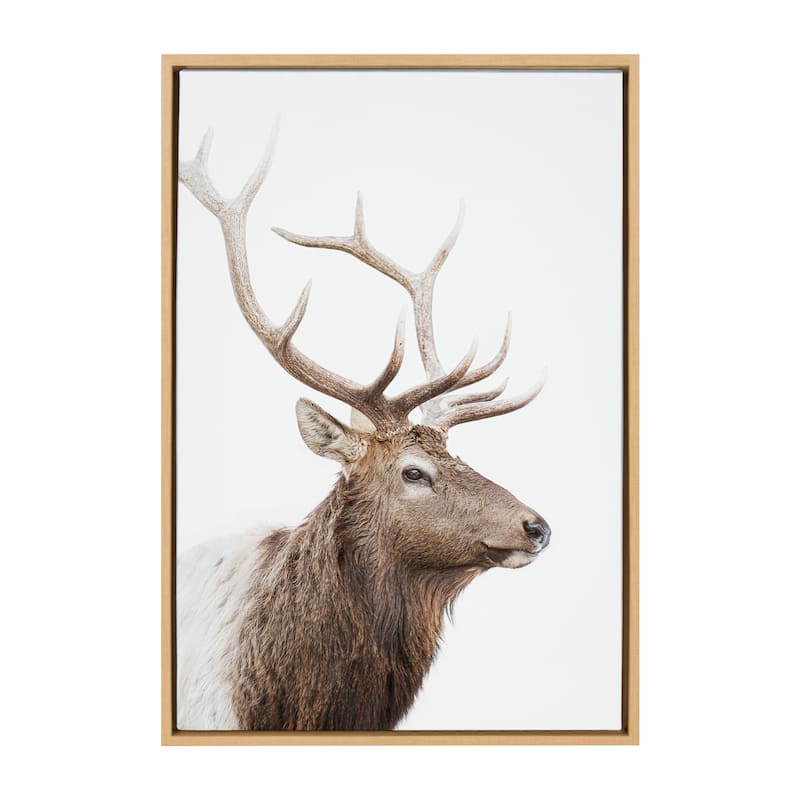 Kate and Laurel Sylvie Stag Profile Framed Canvas by Amy Peterson Art Studio