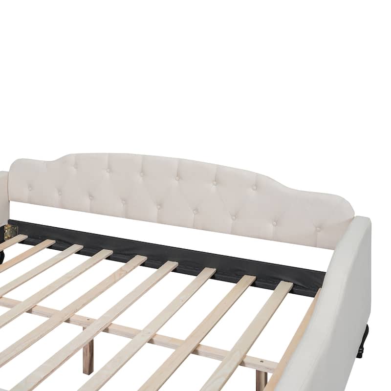 Modern Full Size Upholstered Wood Daybed with Multifunctional Design
