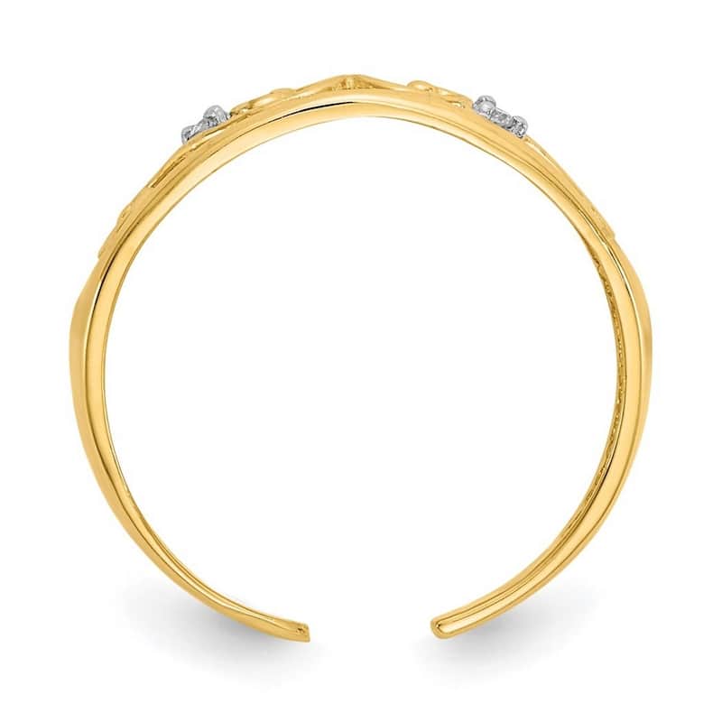 Curata 14 karat Yellow Gold .02ct Genuine Diamond Scroll Toe Ring