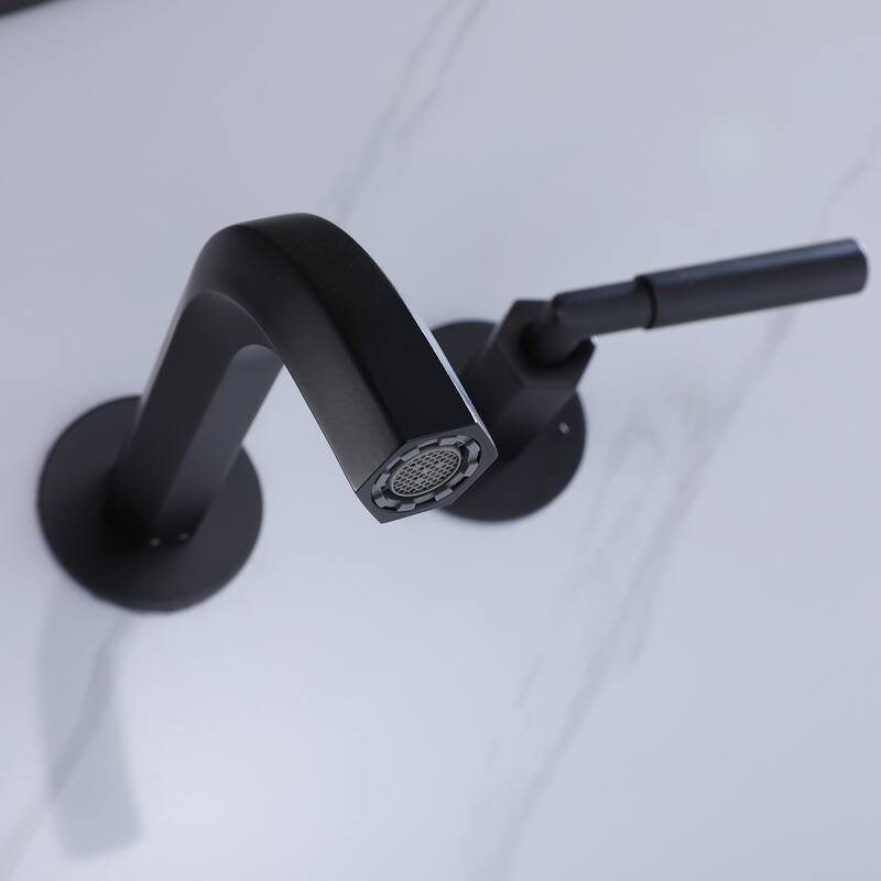 Two Handles Wall Mounted widespread Bathroom Faucet