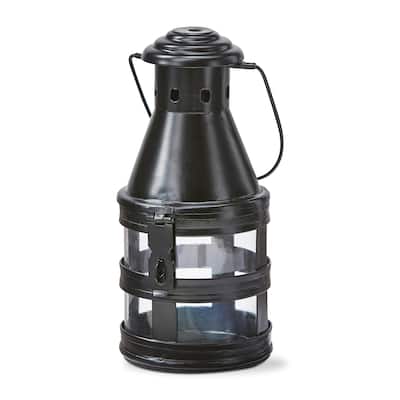 Fireside Black Lantern Candle Holder - Metal Pillar Holder for Everyday Use, 8.5" H x 3.25" Dia, Wipe Clean
