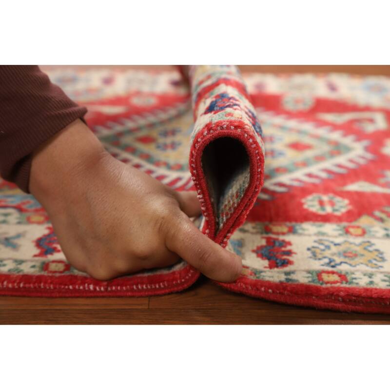 Hand Knotted Oriental 100% Wool Carpet Traditional Medallion Red Kazak Area Rug - 3' 0'' X 2' 0''