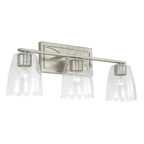 Sylvia 3-light 24.25-inch Bath/ Vanity Fixture w/ Clear Seeded Glass