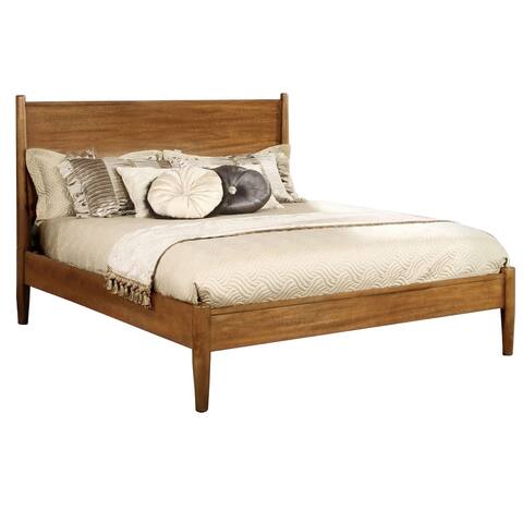 Wooden California King Size Bed with Panel Headboard, Gray