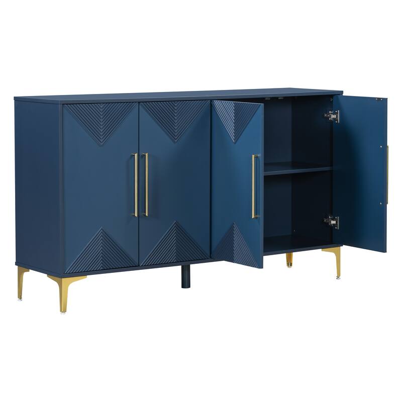 Artsy Contemporary Storage Cabinet with Adjustable Shelves, Two-Tone Design, and Durable MDF Build