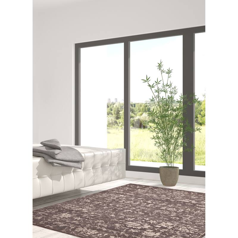 ECARPETGALLERY Hand-knotted Elysian Dark Grey Wool Rug - 8'1 x 10'0