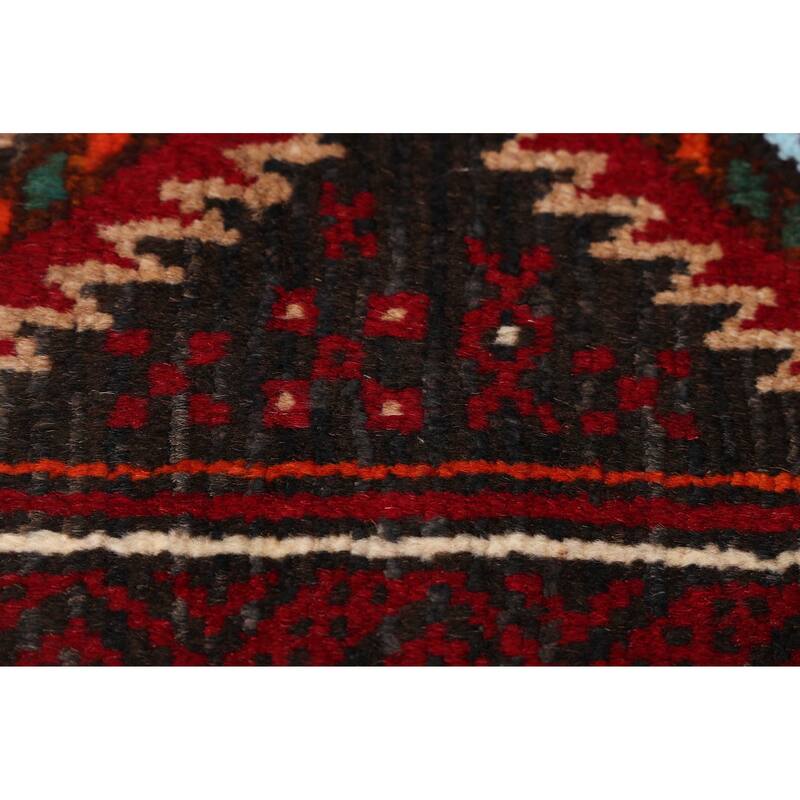 ECARPETGALLERY Hand-knotted Baluch Black, Red Wool Rug - 3'2 x 6'0