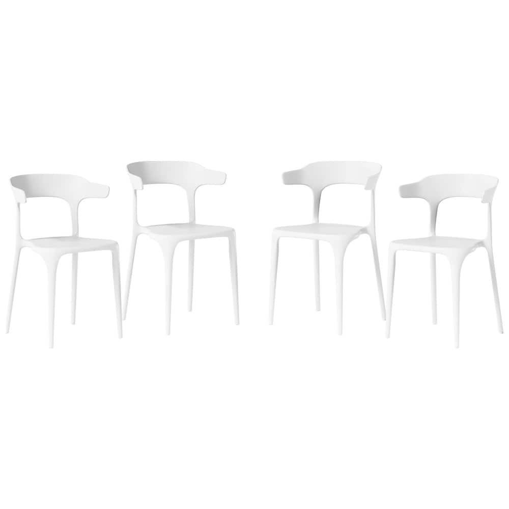 Frond and Form Outdoor Patio Modern Stacking Dining Side Chair (Set of 4)