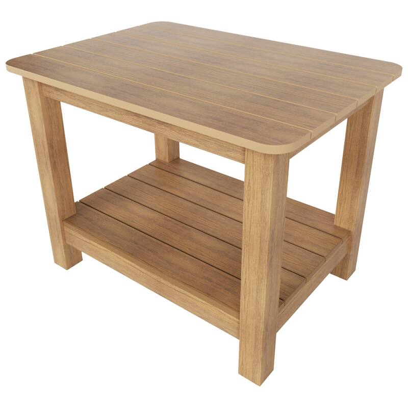 Vineyard HIPS Outdoor Eco-Friendly All Weather Seashell Rocking Adirondack Chairs with Side Table (3-Piece Set)