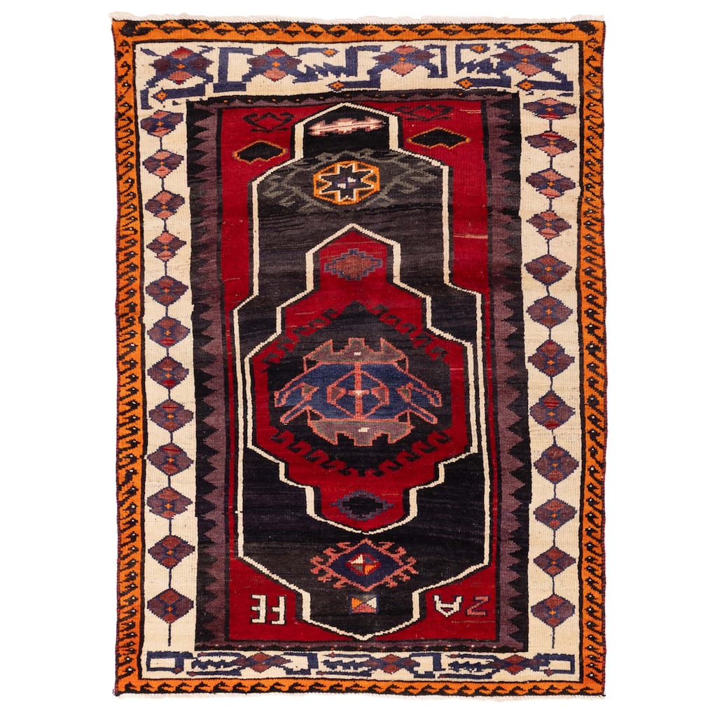 ECARPETGALLERY Hand-knotted Melis Vintage Red Wool Rug - 4'11 x 6'11