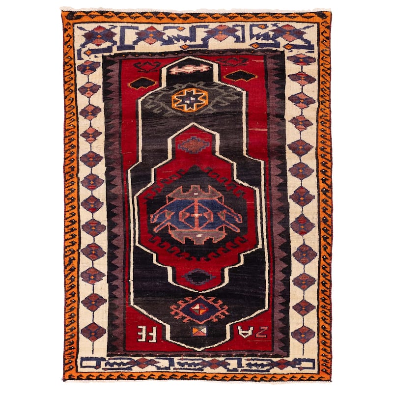 ECARPETGALLERY Hand-knotted Melis Vintage Red Wool Rug - 4'11 x 6'11