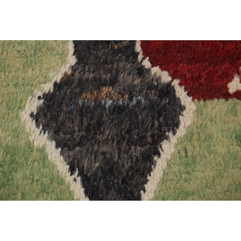 Tribal Moroccan Oriental Wool Area Rug Hand-knotted Living Room Carpet - 9'0" x 12'5"