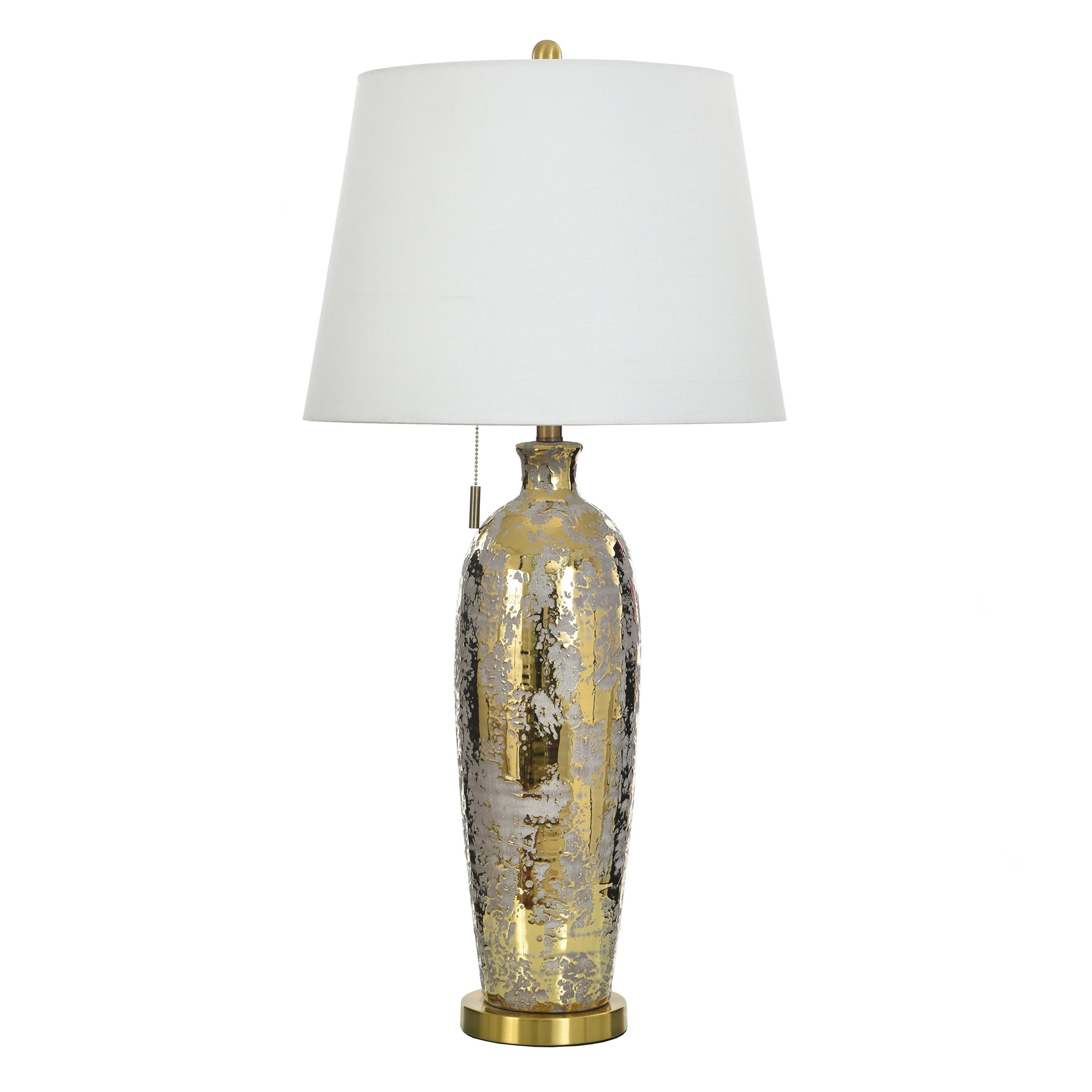 StyleCraft Ceramic Table Lamp - Merken Gold - White Shade