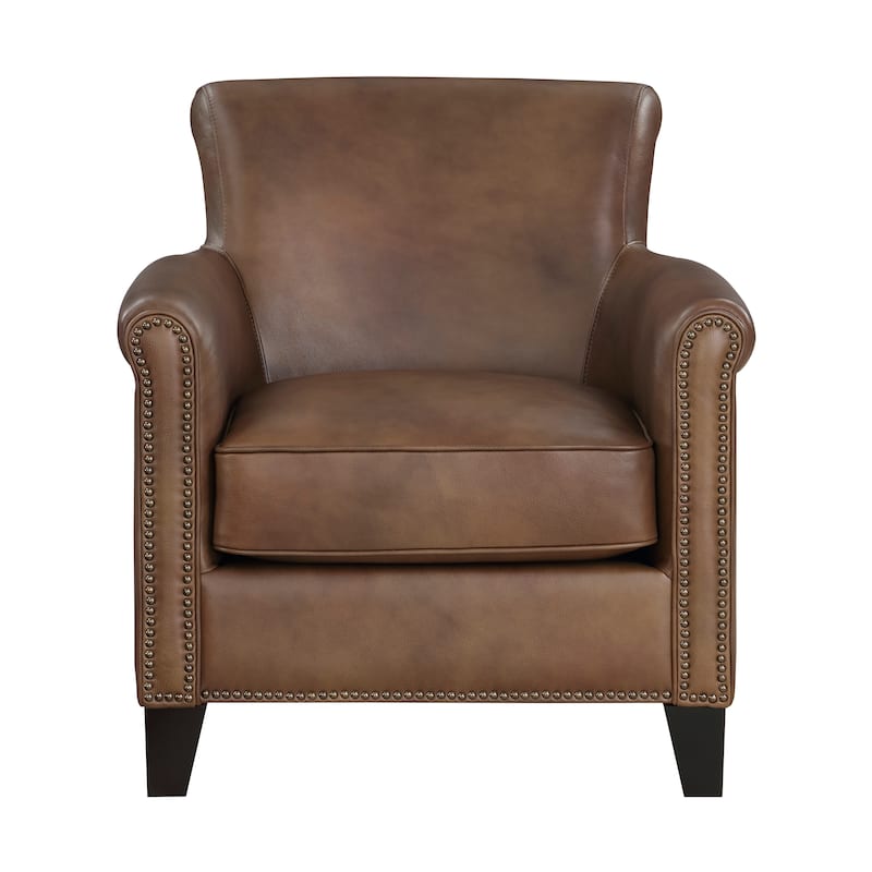 Raya Leather Upholstered Arm Accent Chair