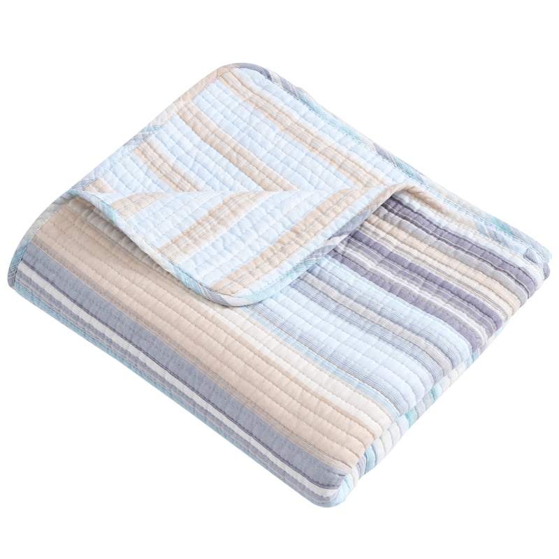 Greenland Home Fashions Durango 100% Cotton Reversible Stripes Quilted Throw Blanket