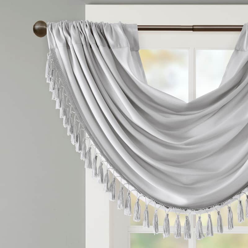 Madison Park Juline Faux Silk Waterfall Embellished Valance - 38 x 46"