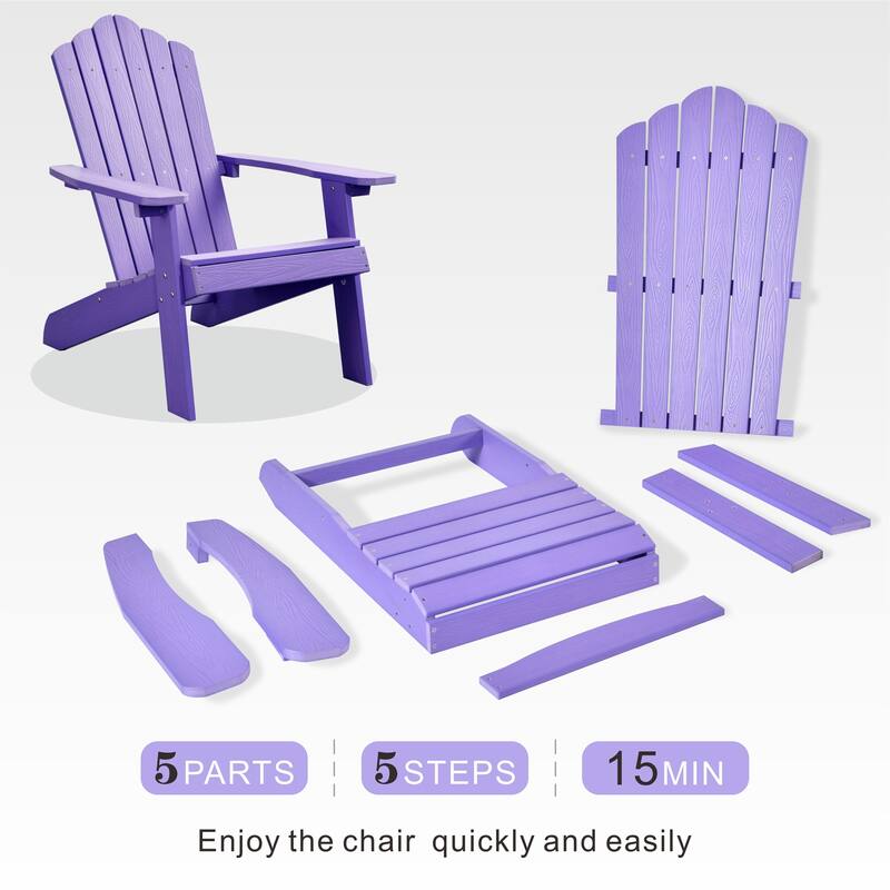 OVIOS Plastic Wood Adirondack Outdoor Patio Chair Set of 2