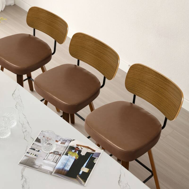 26" Swivel Upholstered Counter Height Bar Stool - 36.4" H x 17.1" W x 20" D
